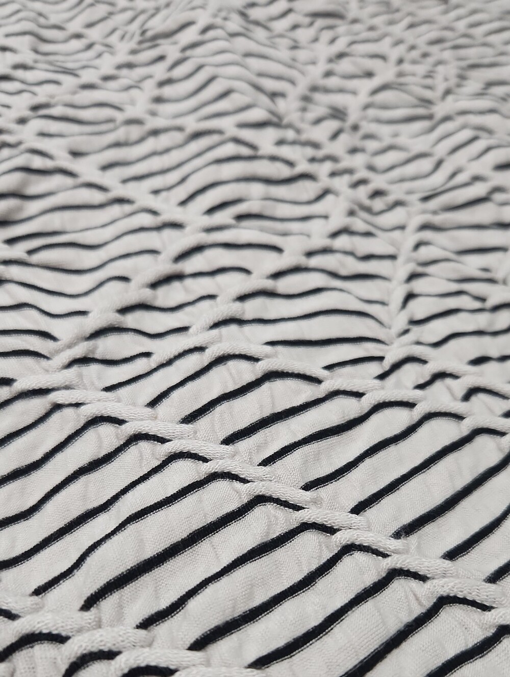 NIC+ZOE Ivory Black Textured Stripe Wrap Top 3/4 Sleeve L - Picture 6 of 14